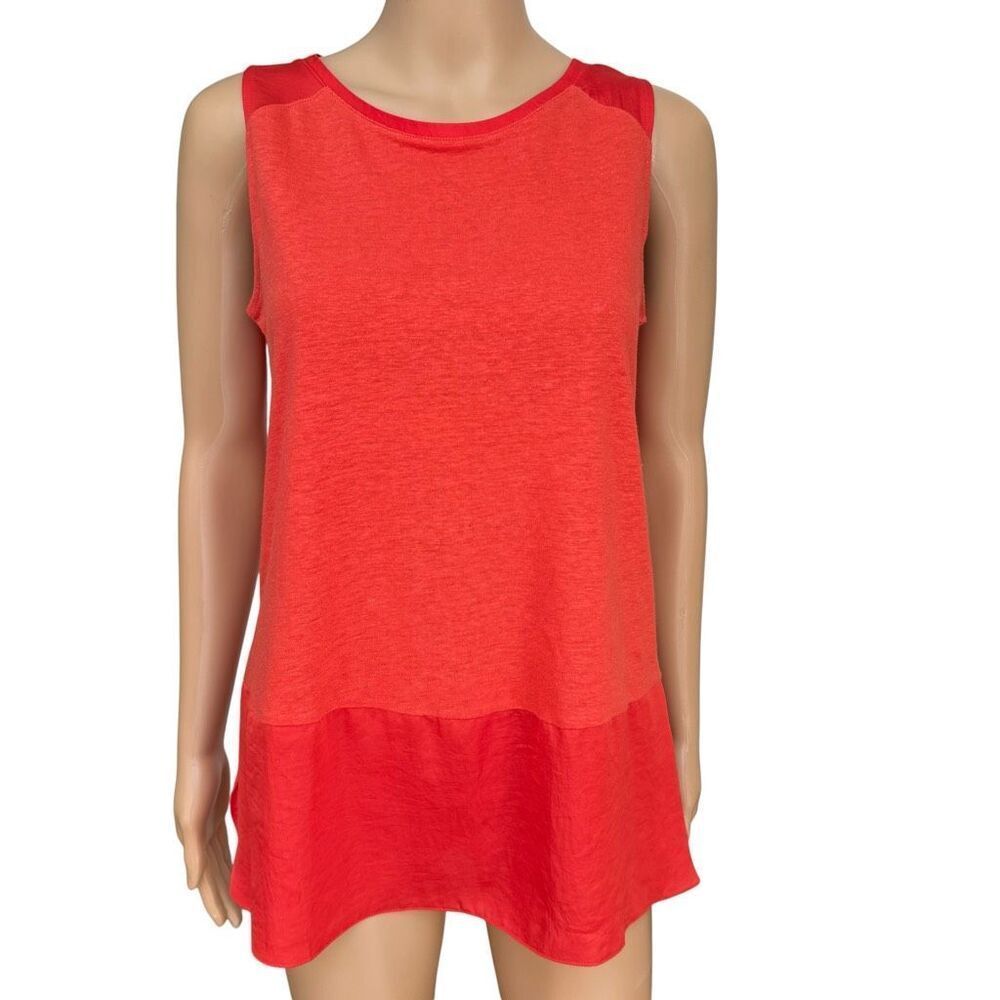 Chico's Women's Sleeveless Tank Top Orange red Linen Blend Shirt size S